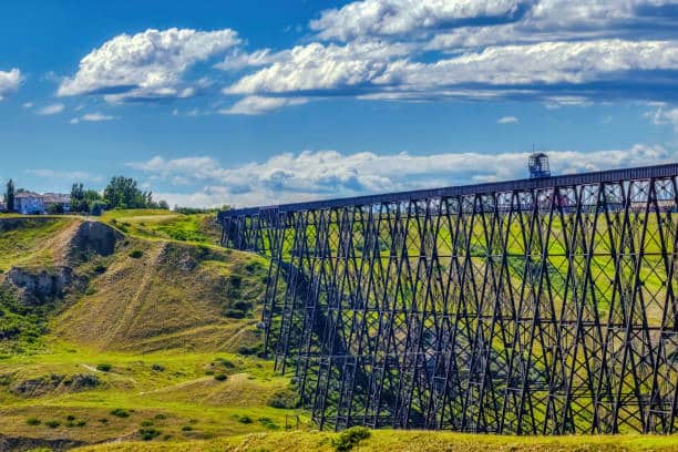 The Lethbridge bridge crossing over the coulee.
